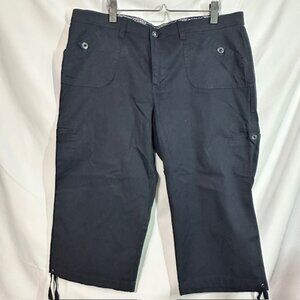 Gloria Vanderbilt All Around Slimming Effect Navy Capri Drawstring Pants Size 16